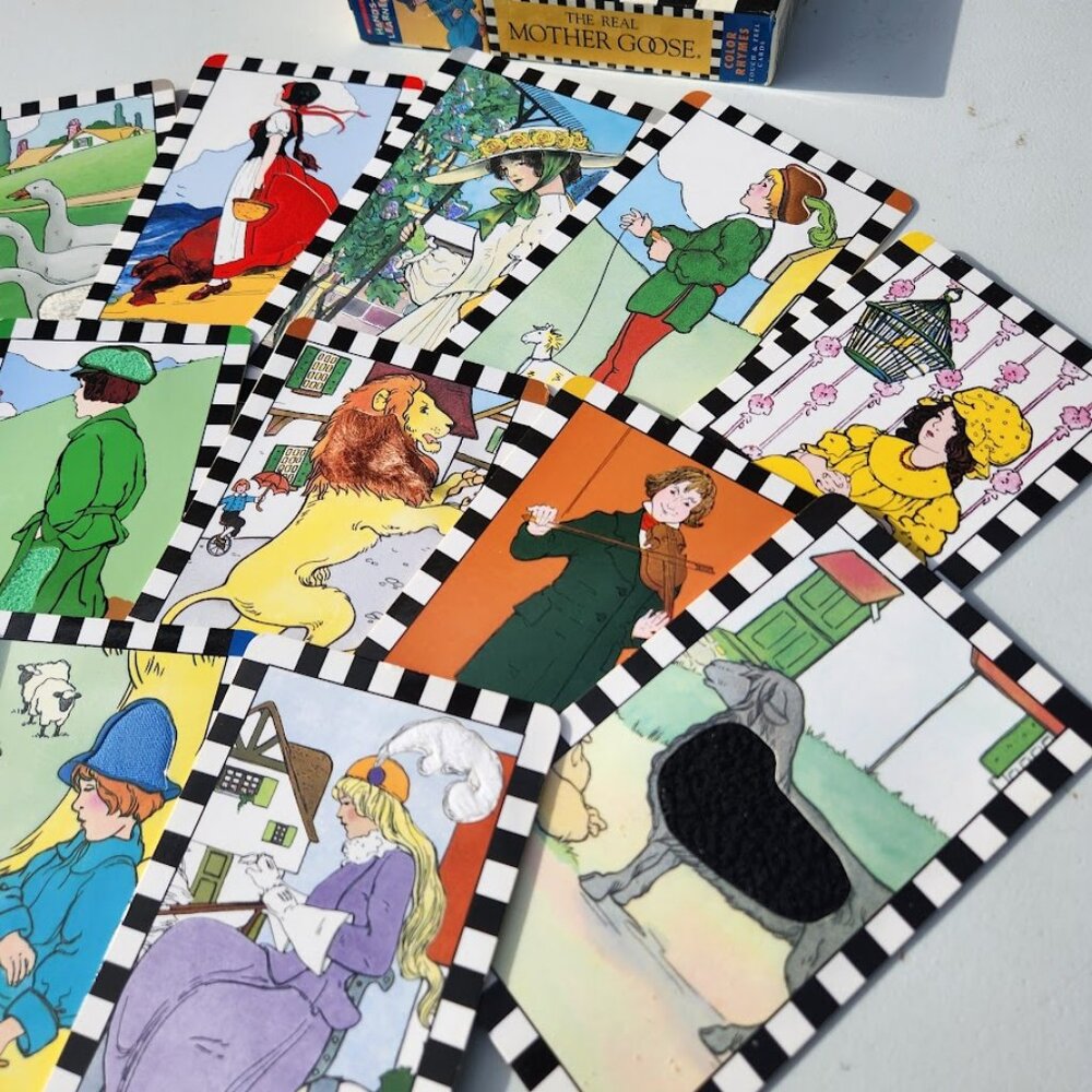 VINTAGE Mother Goose Color Rhymes Scholastic Hand-On Learning Flash Cards School